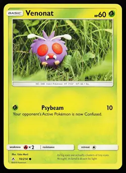 Venonat 10/214 Common Unbroken Bonds Yuka Morii Pokemon Card - Image 1