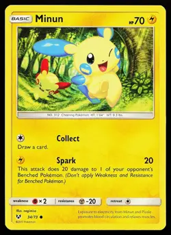 Minun 34/73 Common Shining Legends Pokemon Card - Image 1
