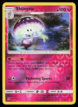 Shiinotic 93/156 Reverse Holo Rare Ultra Prism Pokemon Card - Image 1