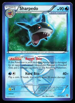 Sharpedo 33/135 Regular Rare Plasma Storm Pokemon Card - Image 1