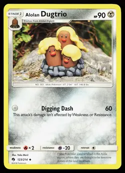 Alolan Dugtrio 123/214 Uncommon Lost Thunder Yuka Morii Pokemon Card - Image 1