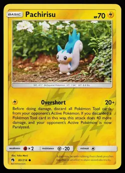 Pachirisu 80/214 Reverse Holo Lost Thunder Yuka Morii Pokemon Card - Image 1
