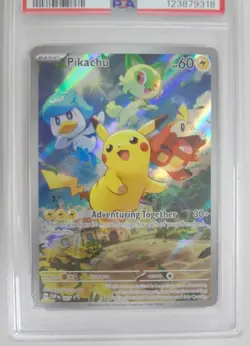 2023 Pokemon Paldea Evolved Pikachu Full Art Promo Card 027 SVP Graded PSA 8! - Image 3