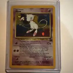 SWIRL 1999 WOTC Pokemon Mew #9 Black Star Holo Rare Movie Promo Card - Image 1