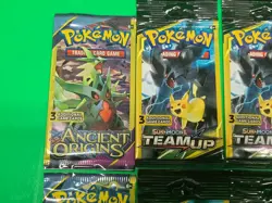Pokemon Sun & Moon Team Up 3 Card Booster Packs X8 XY Ancient Origins X2 Sealed - Image 5