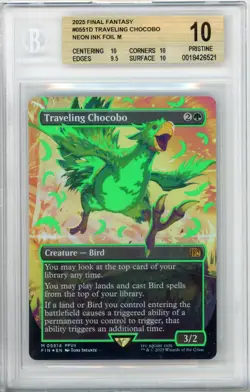 Magic the Gathering Final Fantasy Neon Ink 0551d Green Traveling Chocobo BGS 10 - Image 1