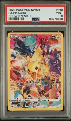 PSA 9 2023 POKEMON SWORD AND SHIELD CROWN ZENITH #160 FA/PIKACHU HOLO RARE - Image 1