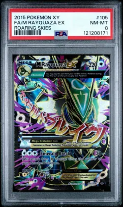 2015 Pokemon XY Mega Rayquaza EX 105/108 Roaring Skies PSA 8 - Image 1