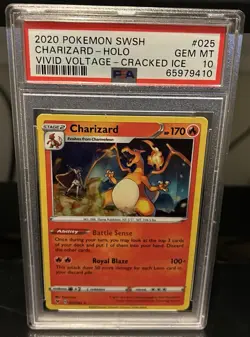 2020 Pokemon Vivid Voltage #025 Charizard HOLO Cracked Ice PSA 10 Gem Mint - Image 1