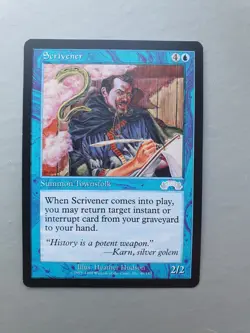 Scrivener , MTG Exodus (1998), Uncommon Blue Creature NM - Image 1