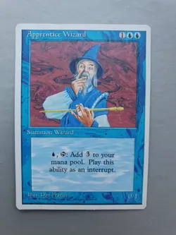 Apprentice Wizard, MTG Fourth Ed. (1995) Common Blue Creature - Image 1