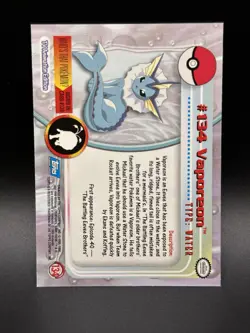 Vaporeon #134 Topps Pokemon Animation Edition Series 3 Blue Label NM - 0234 - Image 2