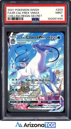 Pokemon 2021 Ice Rider Calyrex VMAX 203/198 Full Art SR Chilling Reign PSA 9 - Image 1
