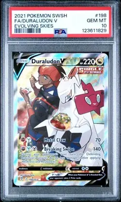 2021 POKEMON SWORD & SHIELD EVOLVING SKIES #198 FULL ART/DURALUDON V PSA 10 - Image 1