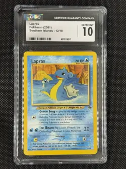 CGC 10 GEM MINT Lapras 2001 Southern Islands 12/18 Pokemon Card - Image 1