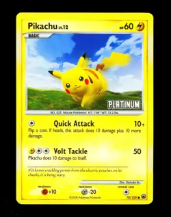 2008 Pokemon PIKACHU Majestic Dawn Set REVERSE HOLO Platinum STAMPED Card 70/100 - Image 1