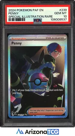 Pokemon 2024 Penny 239/091 Full Art SIR Paldean Fates GEM MINT PSA 10 - Image 1