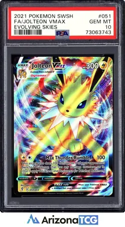 Pokemon 2021 Jolteon VMAX 051/203 Full Art Evolving Skies GEM MINT PSA 10 - Image 1