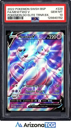 Pokemon 2022 Mewtwo V SWSH229 Full Art Pokemon GO ETB GEM MINT PSA 10 - Image 1