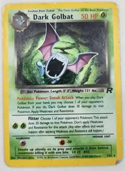 Pokemon Dark Golbat (7/82) Team Rocket DMG HOLO - Image 1