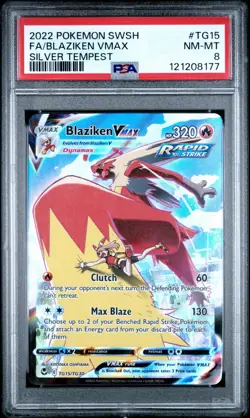 2022 Pokemon SWSH Blaziken VMAX TG15/TG30 Silver Tempest PSA 8 - Image 1
