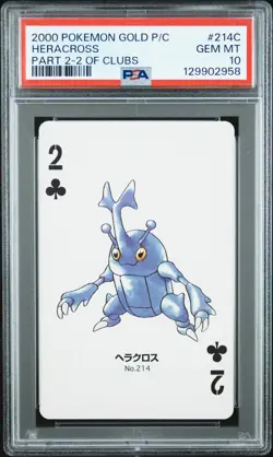 2000 POKEMON GOLD VERSION PART 2 PLAYING CARDS 2 OF CLUBS #214C HERACROSS PSA 10 - Image 1