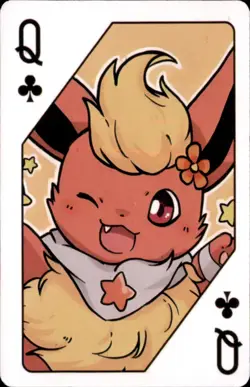Pokemon 1000th Episode Playing Card Set Flareon Q of Clubs - Image 1