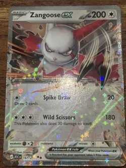 Pokemon TCG Zangoose Ex 167/217 Ascended Heroes Double Rare NM Card - Image 1