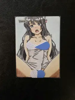 Magic MTG Altered Forest Land Card | Hand Colored & Painted Anime Girl - Image 1