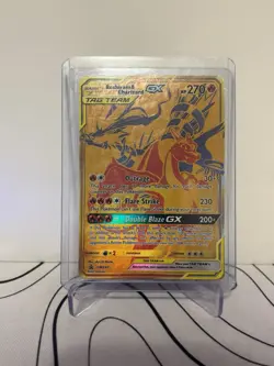 Reshiram & Charizard GX Tag Team SM247 Promo Card Gold Pokemon TCG LP-NM - Image 1