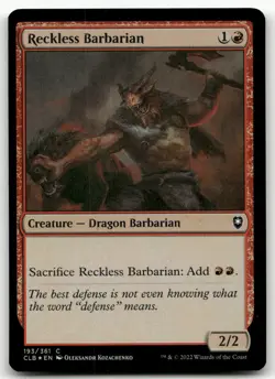 Reckless Barbarian #193 (Foil) (NM) Baldur's Gate CLB Magic MTG - Image 1