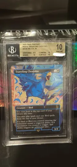 Traveling Chocobo Borderless Neon Ink Blue Final Fantasy Graded BGS 10 Pristine - Image 1