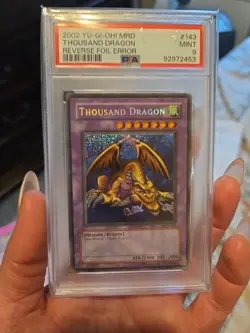 YUGIOH PSA 9 Thousand Dragon MRD-143 Secret Rare Reverse Foil Error - Image 1