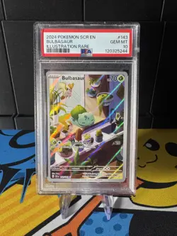 Pokemon TCG Bulbasaur Stellar Crown Illustration Holo Card 143/142 PSA 10 - Image 1