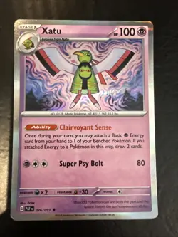 Pokemon Xatu TCG Reverse Holo Rare Card 26/91 Paldean Fates - Image 1