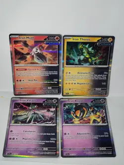 Iron Boulder, Iron Thorns, Iron Moth, And iron Valiant 4 Card Lot Pokemon TCG - Image 1