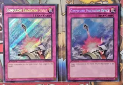 Yu-Gi-Oh! TCG 2x Compulsory Evacuation Device LCJW EN295 1st Edition Secret Rare - Image 2