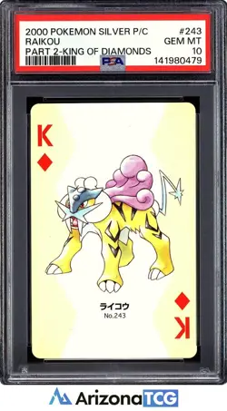 Pokemon 2000 Raikou 243 King Of Diamonds Silver Playing Card Japanese PSA 10 - Image 1