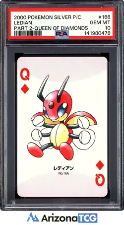 Pokemon 2000 Ledian 166 Queen Of Diamonds Silver Playing Card Japanese PSA 10 - Image 1