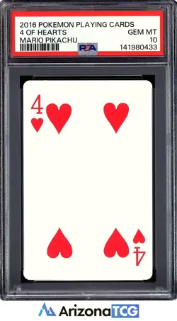 Pokemon 2016 Mario Pikachu 4 Of Hearts Playing Cards Japanese GEM MINT PSA 10 - Image 1
