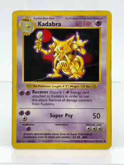 Pokemon Card - Kadabra Base Set Shadowless 32/102 Uncommon DMG - Image 1
