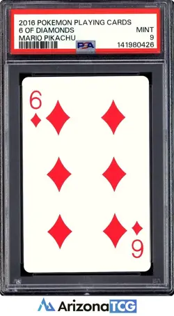 Pokemon 2016 Mario Pikachu 6 Of Diamonds Playing Cards Japanese PSA 9 - Image 1