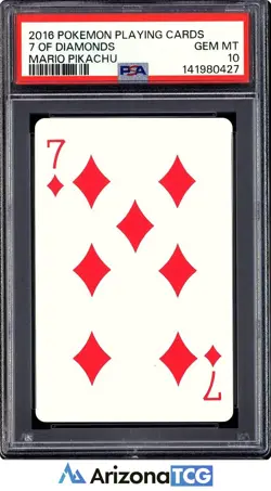 Pokemon 2016 Mario Pikachu 7 Of Diamonds Playing Cards Japanese GEM MINT PSA 10 - Image 1