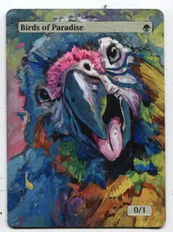 Birds of Paradise Altered Art Mtg Hand Painted Card Commander - Image 1