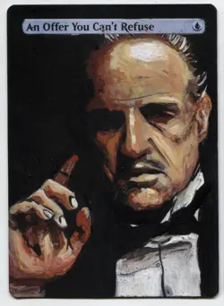 An Offer You Can't Refuse Altered Art Mtg Hand Painted Card Commander - Image 1