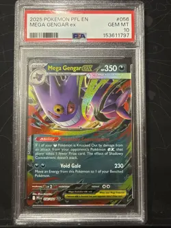 2025 POKEMON PFL EN-PHANTASMAL FLAMES #056 MEGA GENGAR EX PSA 10 - Image 1
