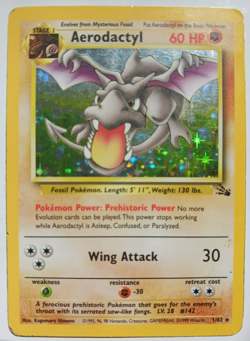 Aerodactyl Pokemon Card Holo WOTC 1/62 Fossil Set Rare Vintage 1999 MP-HP - Image 1