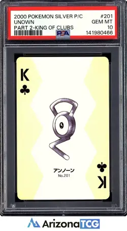 Pokemon 2000 Unown 201 King Of Clubs Silver Playing Card Japanese GEM MT PSA 10 - Image 1
