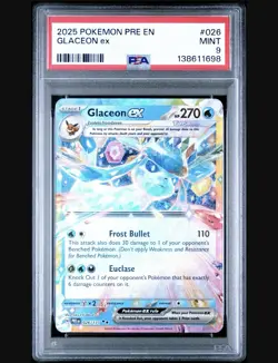 2025 POKEMON PRE EN-PRISMATIC EVOLUTIONS #026 GLACEON EX PSA 9 - Image 1