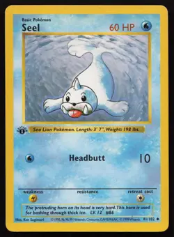 Seel 41/102 1st Edition Uncommon Base Set Shadowless Pokemon English NM - Image 1